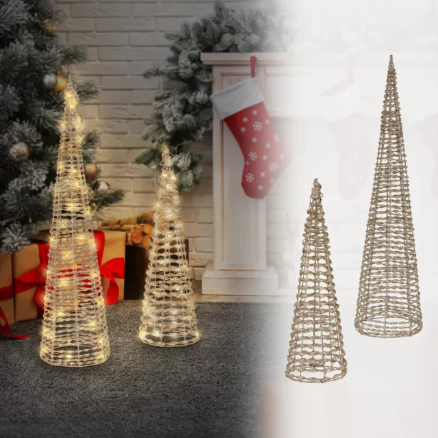 Arbre de Noël cône LED sapin ornement d'hiver décoration de Noël set 40/80 cm