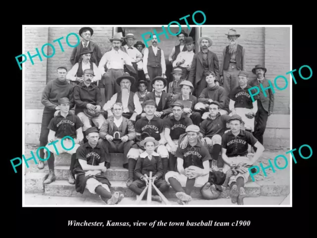 OLD POSTCARD SIZE PHOTO OF WINCHESTER KANSAS THE TOWN BASEBALL TEAM c1900