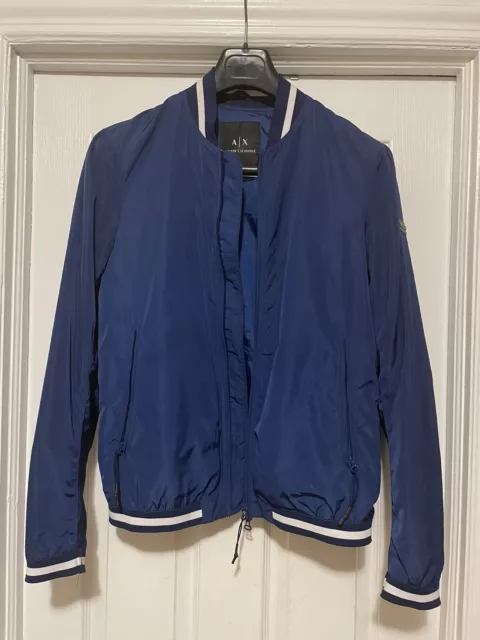 Armani Exchange Men's Long Sleeve Blouson Jacket Full Zip, Blue, Size Small