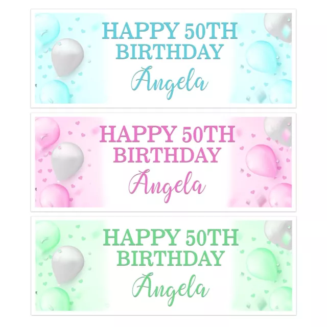 Personalised Birthday Banner Party Wall Decoration Pastel Name  Any Age