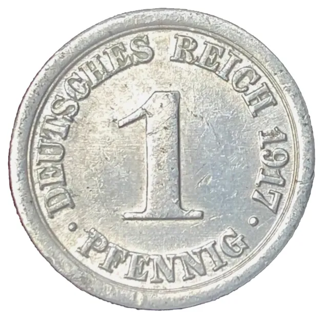 1  Pfennig 1917 A . Wilhelm II . Aluminium . Erhaltung