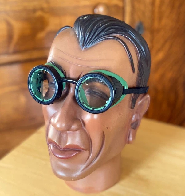 VTG TWO TONE Art Deco Bakelite Safety Goggles Glasses_Bikers_Aviator_ SteamPunk