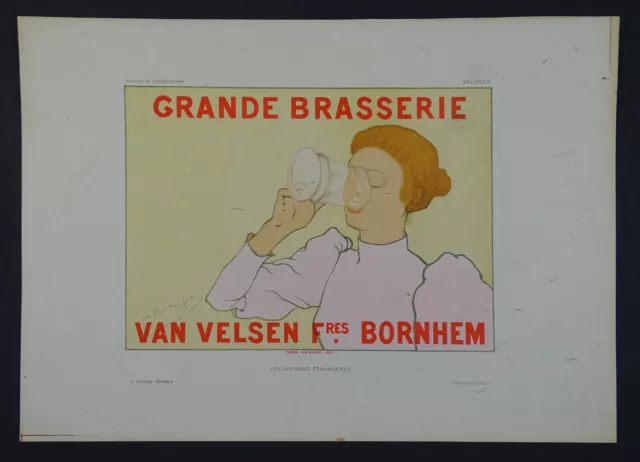 RASSENFOSSE 1897 Affiche Etrangère belge 2 lithographies Bière pub Art Nouveau 2