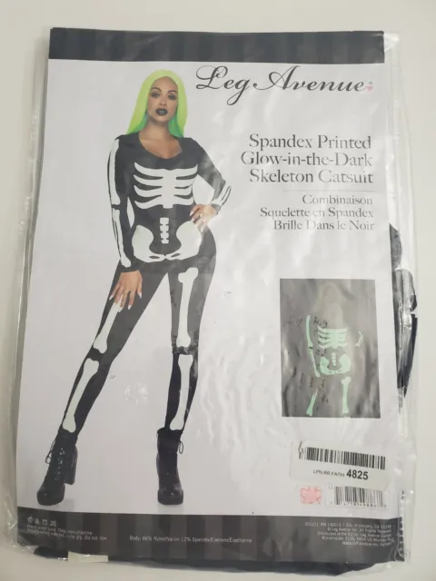 Leg Avenue Womens Printed Glow-in-the-Dark Skeleton Catsuit Large