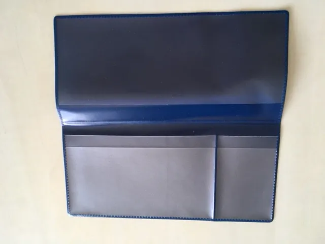 Pochette voyage (billet train/avion, passeport, CB) 2 volets PVC bleu azur