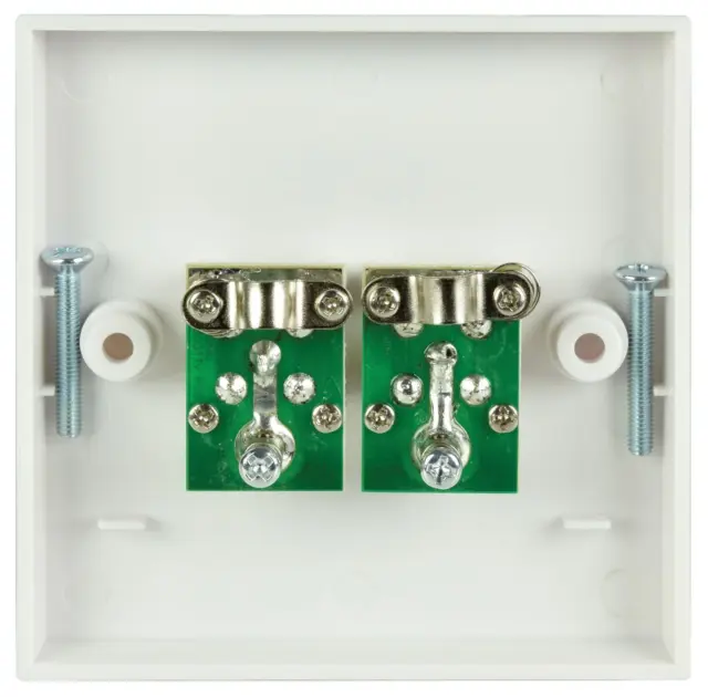 Screened Twin F-Plug Satellite TV Sky HD Flush Outlet Face Plate
