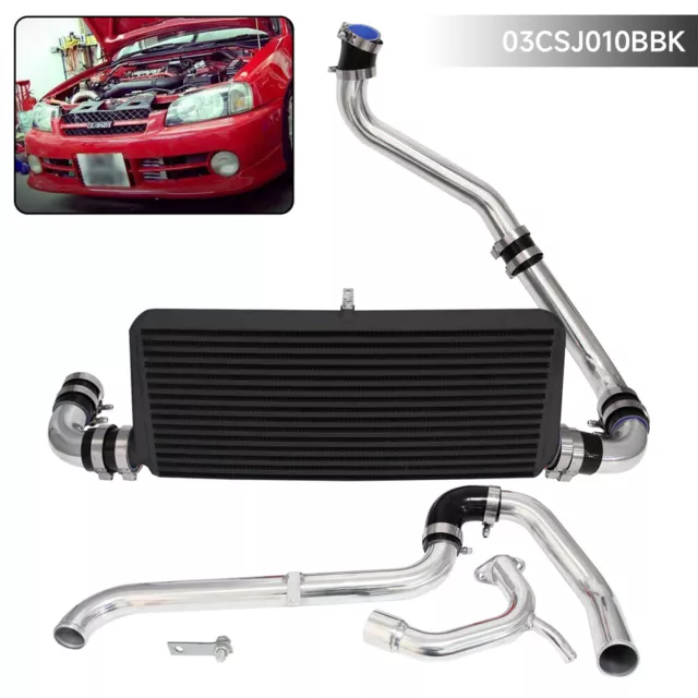 Black Bar & Plate Intercooler Kit For Toyota Starlet GT Turbo Glanza V EP91 EP82