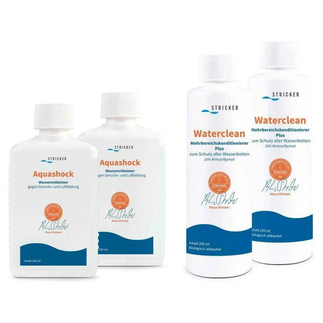 Set cura letti ad acqua 2x balsamo waterclean + 2x depiantatore Aquashock