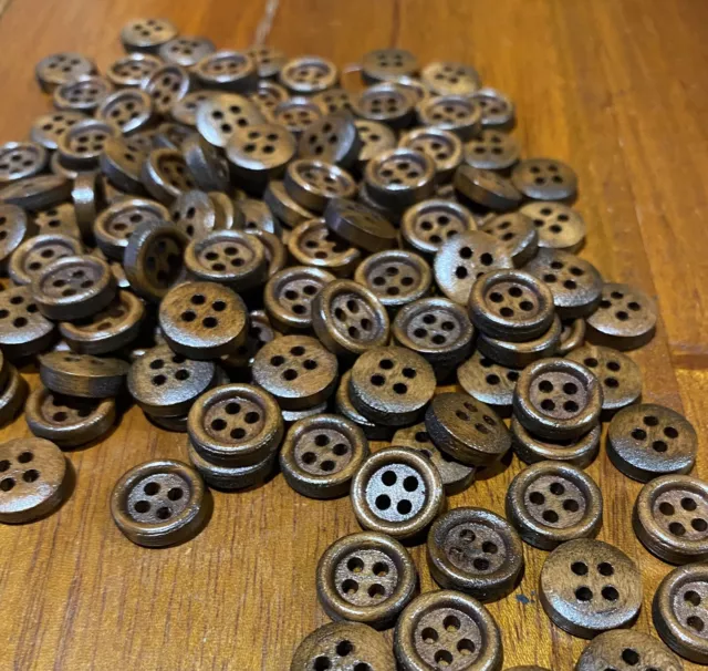 10 x 10mm Brown Wooden Buttons - Australian Supplier