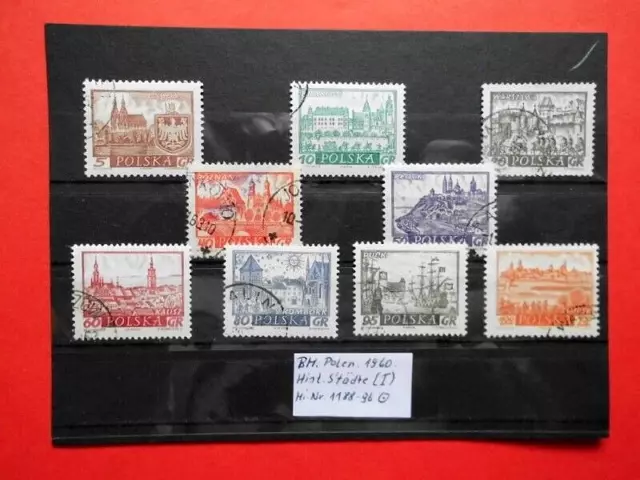 BM. Briefmarken Polen 1960 Historische Städte Tourismus Mi. Nr. 1188-96 o Satz