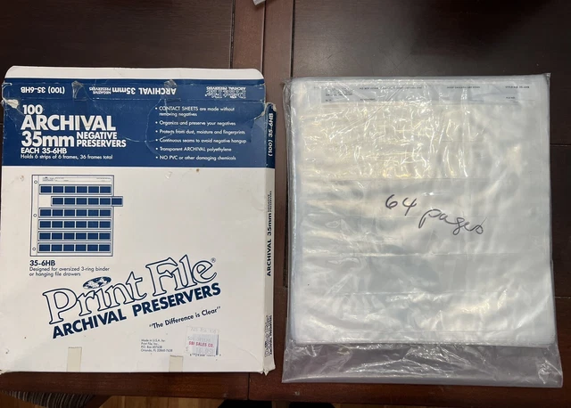 Print File Archival 35mm Negative Preservers 35-6HB  64 New Pages