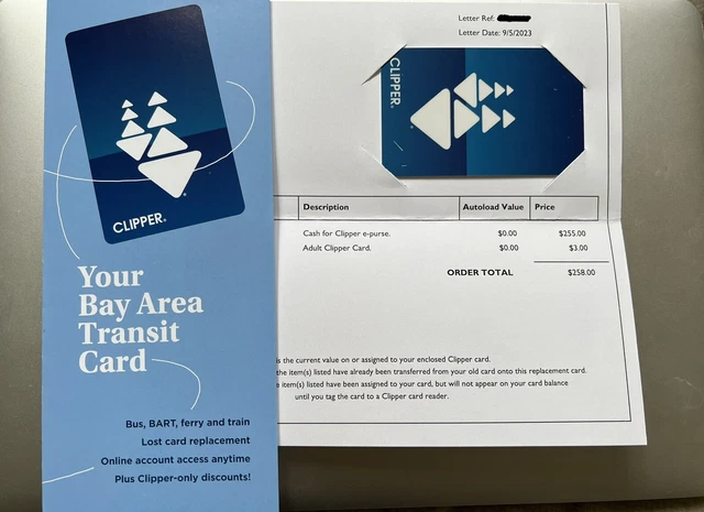 $255 Clipper Card SF Bay Area Transit System Travel (BART, MUNI, VTA, Caltrain)