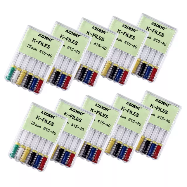 10 X Dental Niti K-files Hand Use File For Endo Root Canal 25mm #15-40 AZDENT