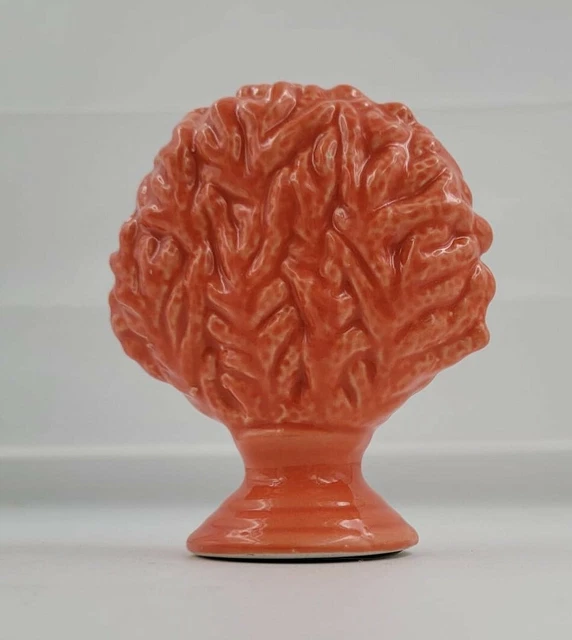 NEW Ceramic Seashell Pedestal Décor Orange Brain Coral Decoration
