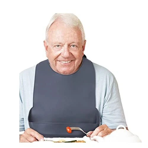 Adult Bibs for Men Silicone Bibs for Elderly Adult Bibs for Eating with Crumb