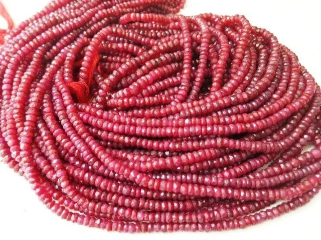 13.5" AAA Rouge Rubis Facettes Rondelle Perles Lâches Teint Rubis Corindon...