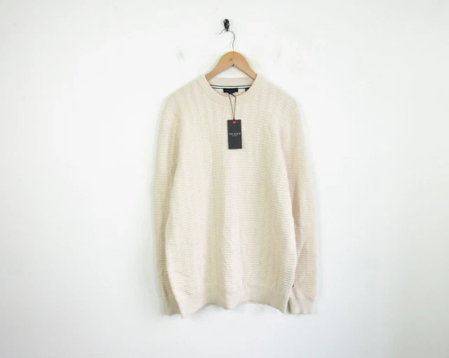 Ted Baker da uomo nuovo con etichette crema naturale testurizzata collo a maglia crannog 3/M prezzo di ricambio £95