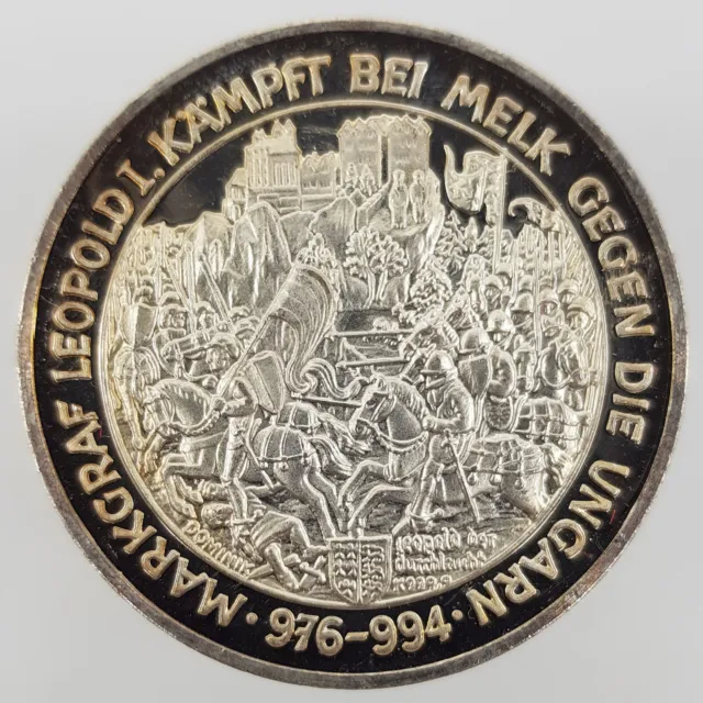 Silbermedaille 1000 Jahre Österreich 976 - 1976 Schlacht bei Melk ex PP - Rar