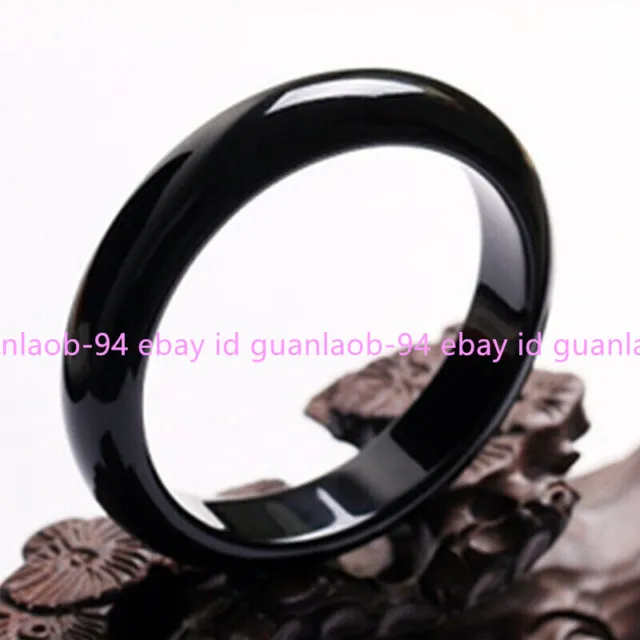 Natural Black Agate Onyx Nephrite Jade Gemstone Bangle Bracelet 60-62mm Jewelry