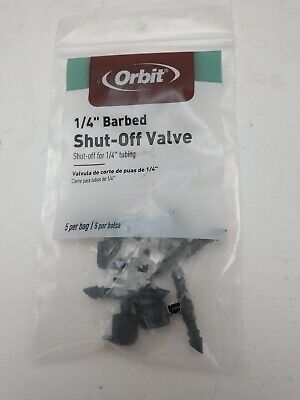 Orbit 67404 5-Pack 1/4-Inch Barb Shut-Off Valve , Black. A3