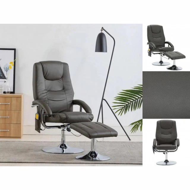 Massagesessel Mit Fußhocker Grau Kunstleder