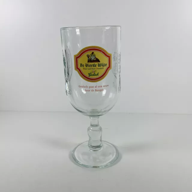 Vintage Official Grolsch Wijze Small Beer Glass Chalice Stem Dutch Holland