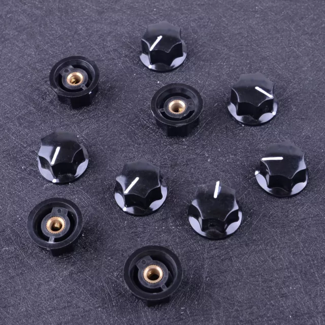 10x Noir Bakélite Jupe Pédale Bouton Vis 27mmDx15mmH 6mm Arbre Potentiomètres