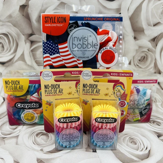 Lote de 5 artículos para niños CRAYOLA INVISIBOBBLE SIN manchas 16 sprunchies totales