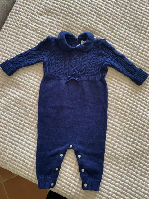 Ralph Lauren baby Boy 100% Cotton Knit Navy Blue Baby Grow 6 Months RRP €89