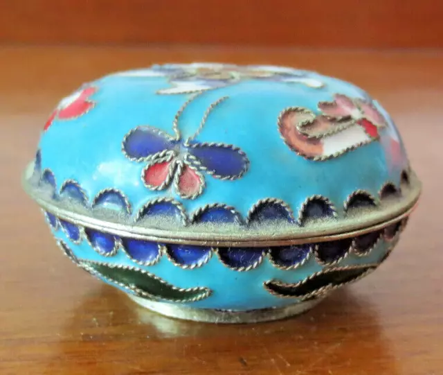 Vintage Cloisonne Enamel Lidded Small Trinket Box