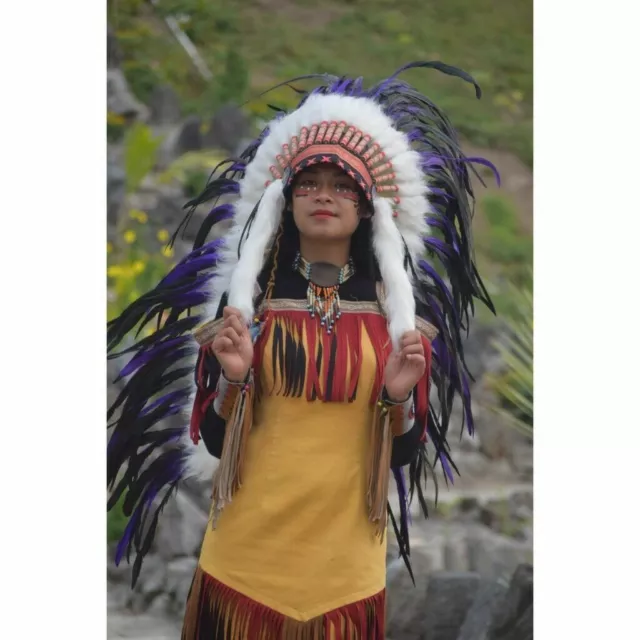 Indian Hat Medium Size PURPLE White Bilabong Warbonnet Headdress Native American