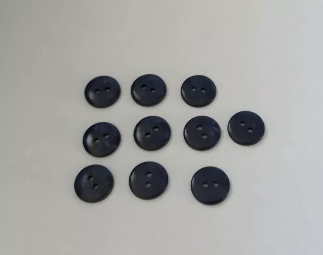 BOUTONS - LOT DE 10 -  diamètre 13 mm - VINTAGE - ANCIEN - 2 trous - TONS BLEUS