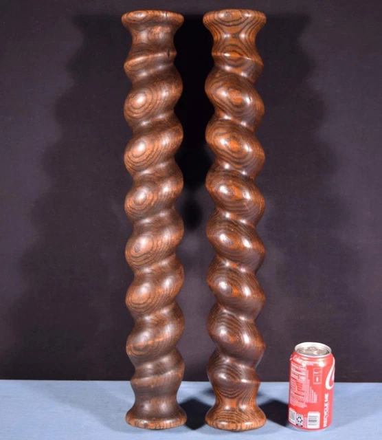 *24" Antique Turned/Barley Twist Posts/Pillars/Columns in Solid Oak Wood Salvage