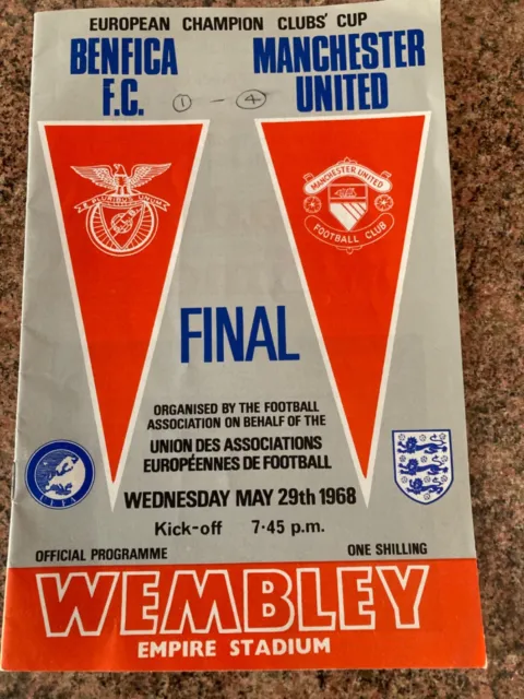 Benfica F.c. V Manchester United 1968 European Cup Final Match Day Programme 