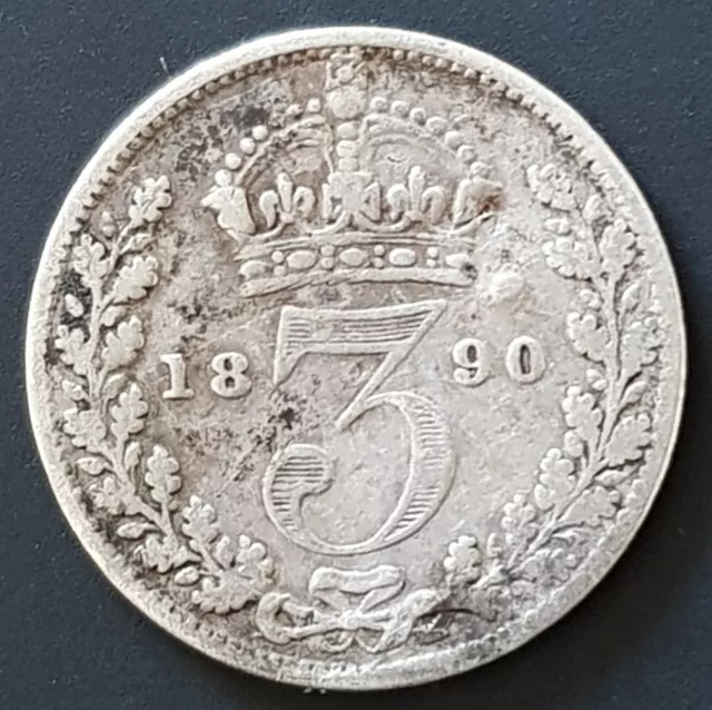 1890 Victoria Threepence Silver Coin