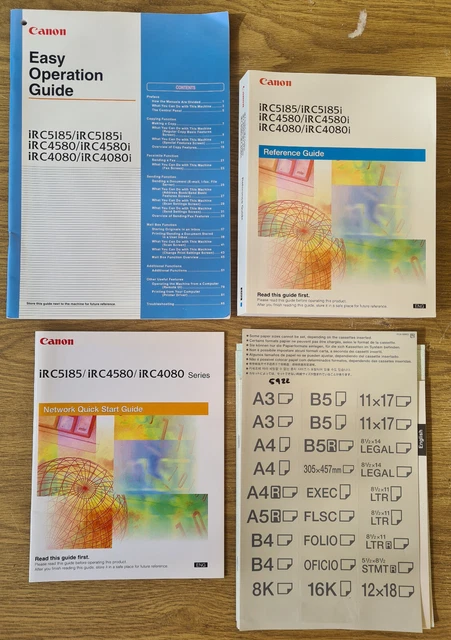 CANON - iRC5185 / iRC4580 / iRC4080 - Lot of Manuals and Guides