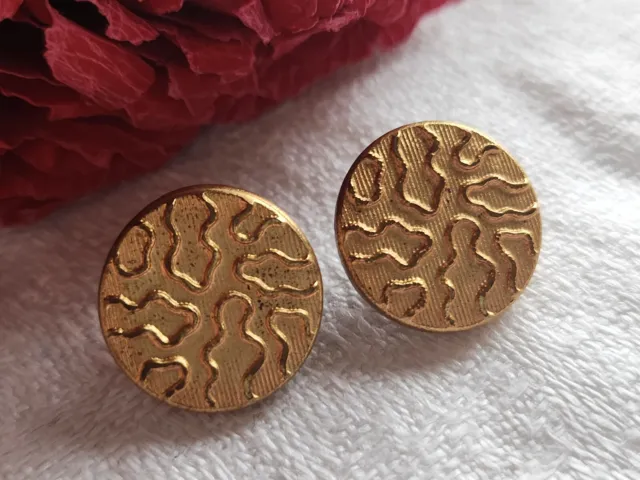 Duo petits boutons anciens en métal doré motif  collection diamètre 1,4 cm  G13B
