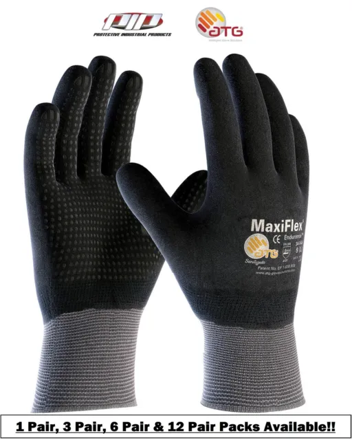 PIP 34-846 MaxiFlex ATG Micro Foam Nitrile Grip Coated WORK GLOVES Dotted Palms