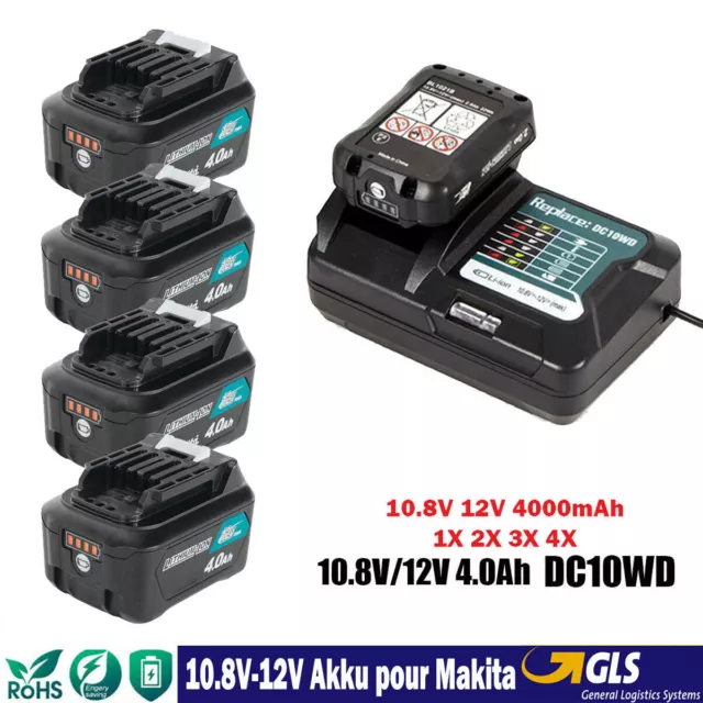 Makita Batterie CXT 10,8V 12V 4,0Ah BL1041B BL1021B BL1016 1015 DC10WD Chargeur