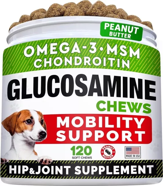 Glucosamine for Dogs - Hip & Joint Supplement - Chondroitin MSM Turmeric Peanut