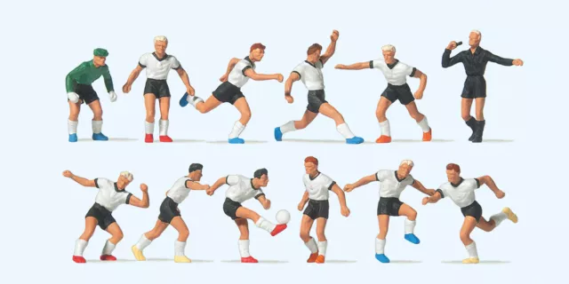 Preiser H0 10758 Figure Set Fussballmannschaft.weiße Trik 1:87