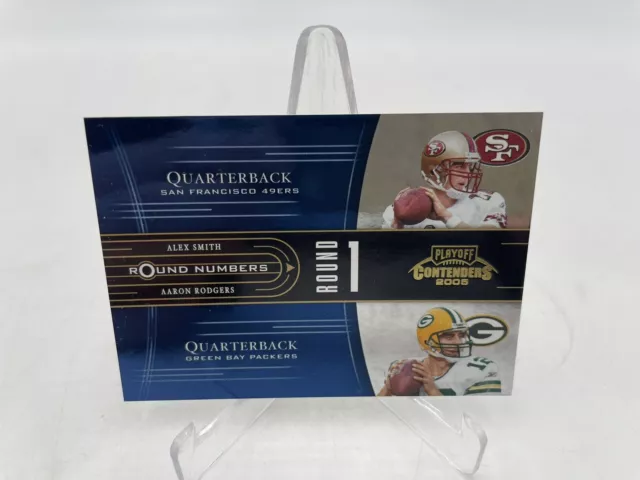 2005 Playoff Contenders Round Numbers Aaron Rodgers Alex Smith Blue RC /750