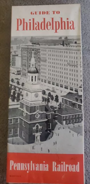 1957 Pennsylvania Railroad Guide to Philadelphia Pictorial Site Map Original