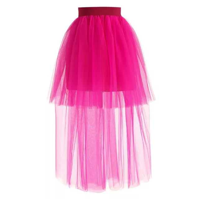 Lady Mesh Sheer Hi-Low Skirt in Half Bustle Tulle Tutu Skirt Burlesque Skirt