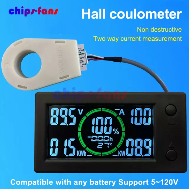 DC0-300V 50A/100A/200A/400A Bluetooth Voltage Current Power Energy Coulomb Meter