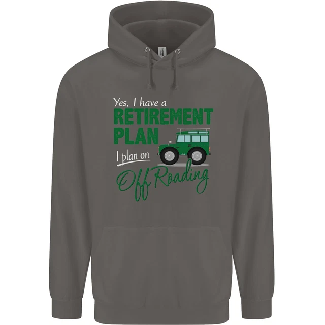 Felpa con cappuccio Retirement Plan Off Roading 4X4 Road divertente da uomo 80% cotone 4
