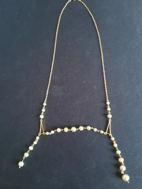 VINTAGE pearl  GOLD necklace