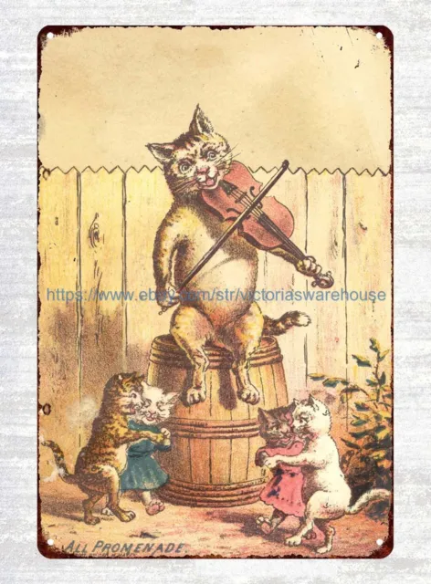 Victorian Trade Cards with Cat tin sign dorm room art wall decor