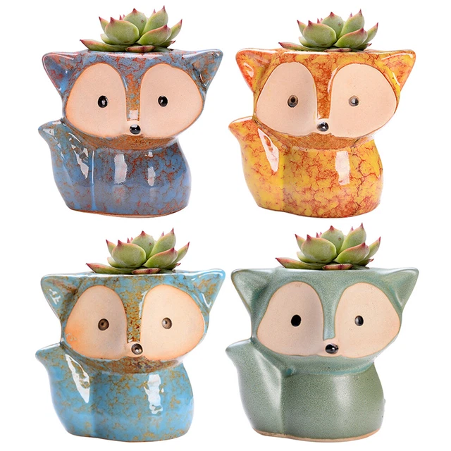 4pcs Blumentopf Sukkulenten Pflanzen Töpfe Keramik Kindergarten Pflanzer