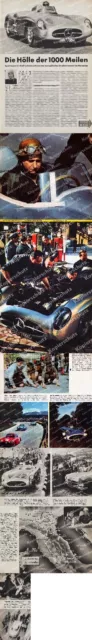 orig. Farbfoto-Bericht Mille Miglia Mercedes 300 SLR Rennfahrer Tankstelle 1955